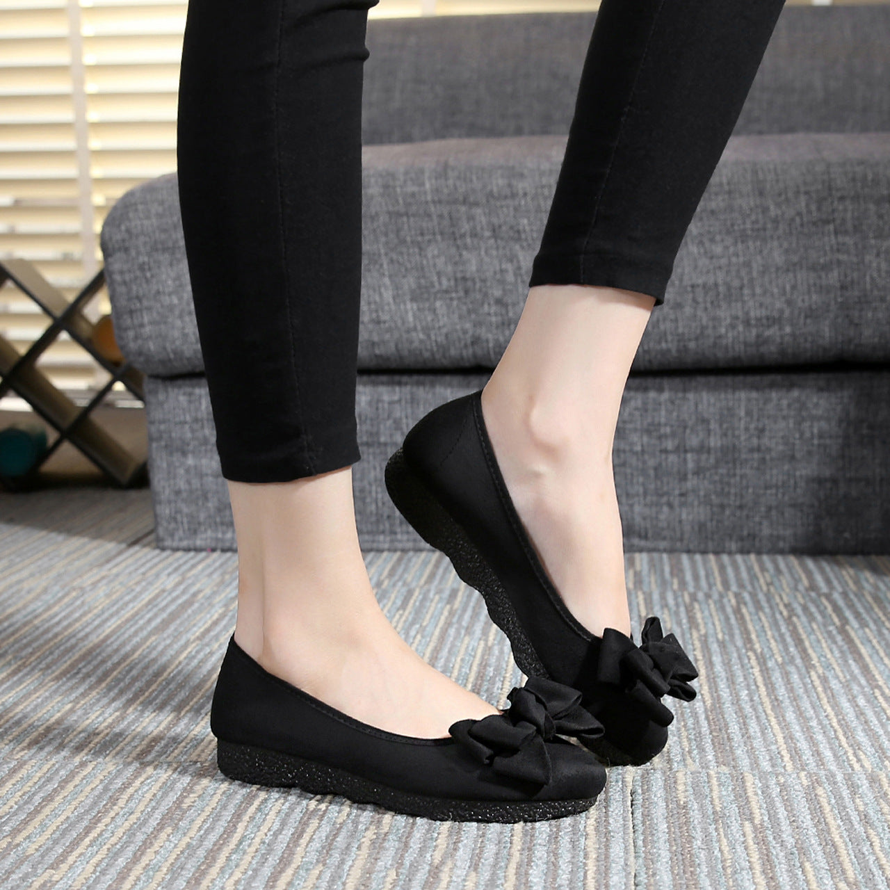 Slip On Bow Round Toe  Ballerina